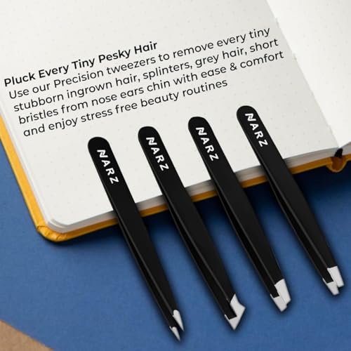 NARZ Professional Tweezers for Facial Hair Women & Men Stainless Steel Precision Tweezers for Ingrown Hair Tweezers (4 Pcs) - Image 6