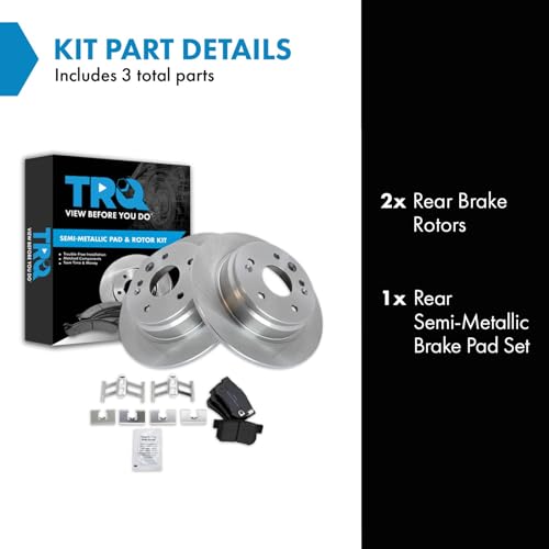 Image of TRQ Rear Brake Pad and Rotor Set Semi Metallic Rotors | For 1999-2003 Acura TL