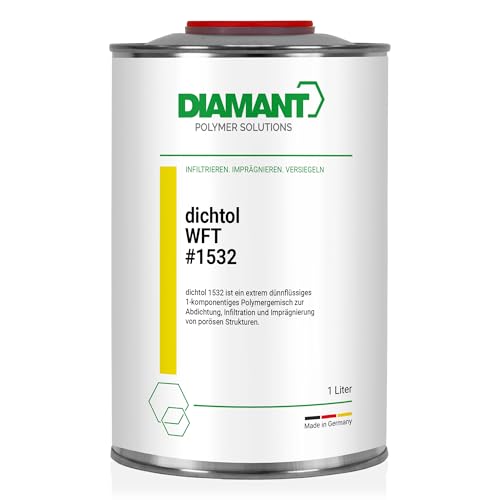 DIAMANT dichtol WFT 1L – Universal Dichtmittel, transparent, wasserfest mit Trinkwasserzulassung – Sofortige Abdichtung feiner Risse und Poren bis 0,1mm – für Metall, Kunststoff, Beton, Keramik
