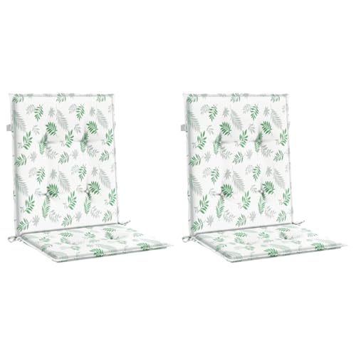 Lot de 2 coussins de chaise à dossier bas 100x50x4cm matelassé motif feuilles