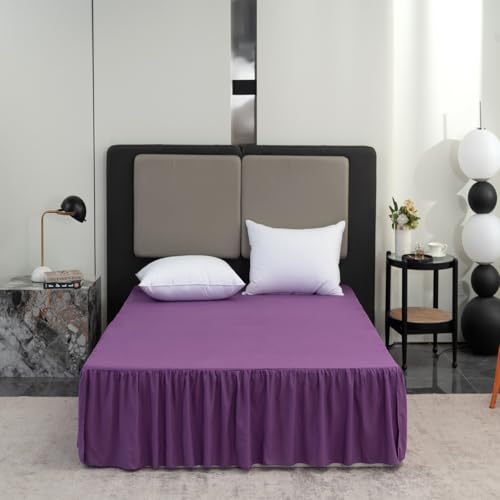 Image of Bed Skirt King Size 14 Inch Drop Ruffled Bed Skirt with Split Corners | Bed Skirt with Platform, Soft and Stylish 100% Microfiber,Grape