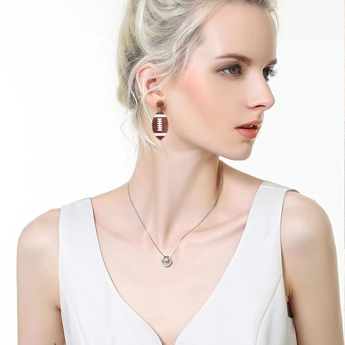 Anmpab Alloy Rhinestone Football Rugby Earrings for Women Party Jewelry Dangle Drop Stud Earrings Sparkling Sports Fan Game Day Accessories4