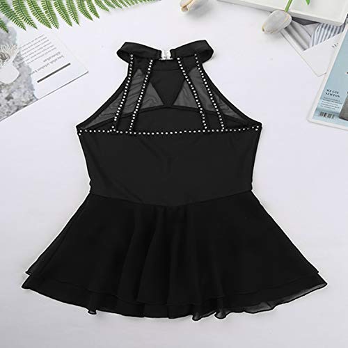 Inhzoy Big Girls' Kids Floral Lace Long Sleeve Mock Neck Ice Figure Skating Dress Gymnastic Tutu Skirted Leotard Costume (Black 22, 10-12) #TOP7