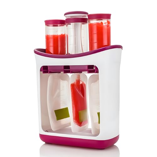 Image of Wallfire Baby Food Squeeze Station, Homemade Infant Fruit Juice Maker, 10 Ounce Capacity, BPA-Free, 10 Reusable Storage Bags, 3 Food Dispensers, Portable, Dishwasher Safe