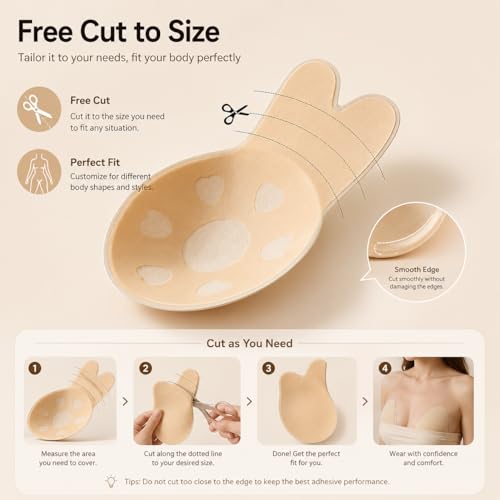 Oriental eLife 2 Pieces Sticky Bra,Backless Sticky Bra Push up,Invisible Lift-up Adhesive Bra Pads are Suitable for Various Occasions Such as outings,Parties,and Formal Dinners - image 4