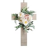 Genérico Cruz De Pascua | Colgante De Borlas Madera Corona Duradera - Corona De Cruz Pascual,para Puerta Jardin Valla Interior Exterior Hogar Regalo