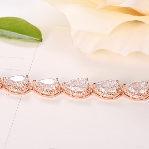 SELOVO Teardrop Rose Gold Tone Chain Tennis Bracelet for Women Lady3