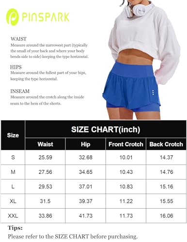 Pinspark Women Side Pocket High-Rise Lined Running Short With Split Dolphin Line Athletic Workout Yoga Shorts Royal Blue L thumb #5