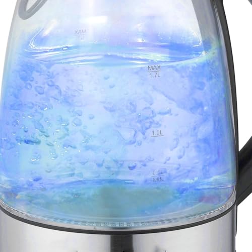 Hervidor eléctrico de vidrio 1.7L con acero inoxidable miniatura 4