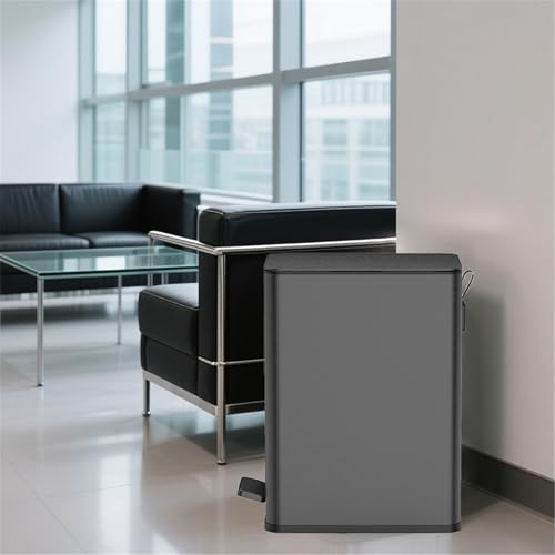 Caneca de basura rectangular de pedal de acero inoxidable negra miniatura 6