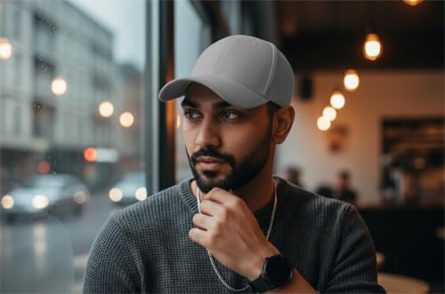 Image of Unisex Plain Grey Baseball Cap | Adjustable Cotton Cap for Men & Women | Casual, Sports