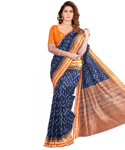 Image of Nuapatna Cotton Saree of Odisha Ikkat Orissa Traditional Handloom Sari | Bomkai | Pata | Nuapatana | sambalpuri saree | khandua patta sare | without Blouse S12