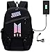 Kpop BTS Bag Bookbag Borsa College Borsa Scuola Zaino con Porta di Ricarica USB, Jimin., Grande,