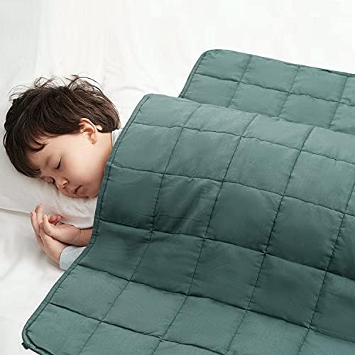 ROSMARUS Kids Weighted Blanket for Children (2.2kg, 122X91cm),100% Natural Cotton Heavy Blanket for Sleep Therapy,Anxiety Autism Stress Relief Quilted Throw with Safe Glass Beads, Dinosaur-Grey