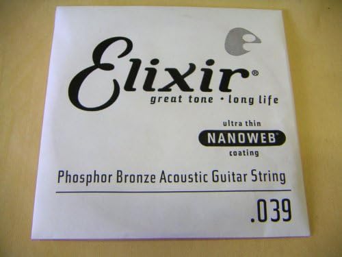 Elixir .039 Single Rose String Coated Nano Web Elixir Acoustic Guitar Strings Phospherbrons Wound Strings