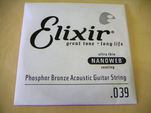 エリクサー .039 バラ弦 1本 コーティング ナノウェブ Elixir アコースティックギター弦 フォスファーブロンズ ワウンド弦