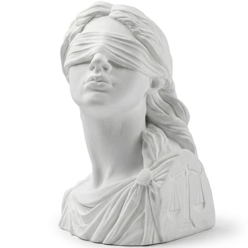 Estatua pequeña Lady Justice Themis de yeso blanco 4.7 pulg