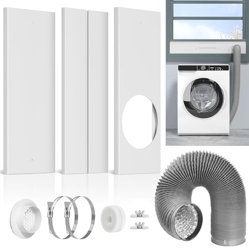 Dryer Vent Window Kit Window Duct Kit with Hose Adjustable Dryer Vent Seal Panels Fits 4 Inline Fans Universal Seal for Sliding Windows Compatible with AC Dryers Duct Fans