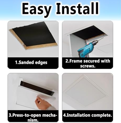 Magnetic Plumbing Access Panel for Bathroom Ceiling 12x12, 16x16, 20x20in - Wall Hole Cover & Attic Access Hatch (Black, 13x13in) - Easy Installation & Durable Design