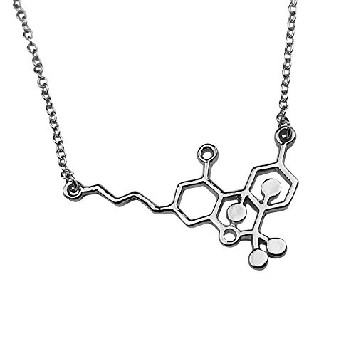 Art Attack Cbd Thc Marijuana Weed 420 Mary Jane Molecule Dna Chemistry Science Pendant Necklace (Silver) #TOP10