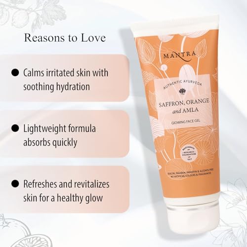 Image of Mantra Herbal Saffron, Orange And Amla Glowing Face Gel - 50 ml | Helps to Reduce Tanning, Pigmentation, Spots and Marks on Face