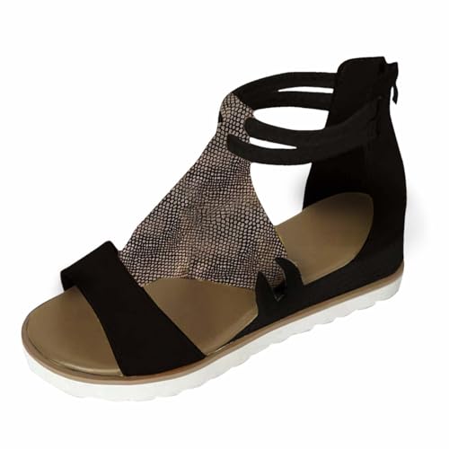 Womens Sandals Summer Dressy Comfortable Bohemia Rhinestone Wedge Sandals for Women Slide Slip On Beach Sandals4