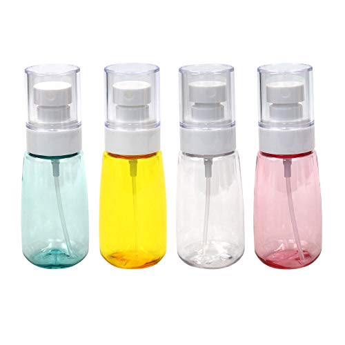 M-Aimee 4 Pieces 60ml/2oz Fine Mist Hairspray Bottle for Essential Oils, Empty Airless Makeup Face Spray Bottle Clear Refillable Travel Containers for Cosmetic Skincare Perfume