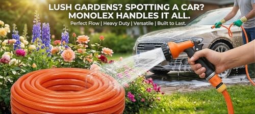 Image of Regular Braided 30 Meter 0.75 (3 /4) inch PVC Hose Pure Orange |Heavy Duty| Oil Free Garden Pipe | Cleaning|Car Washing|Outdoor-Indoor (30 Meter)