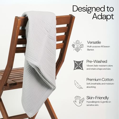 Salt Earth 100% Cotton Gauze 80"X90" Queen 4 Layered Blanket- Scottish Grey by Salt Earth - Used condition - Image 3