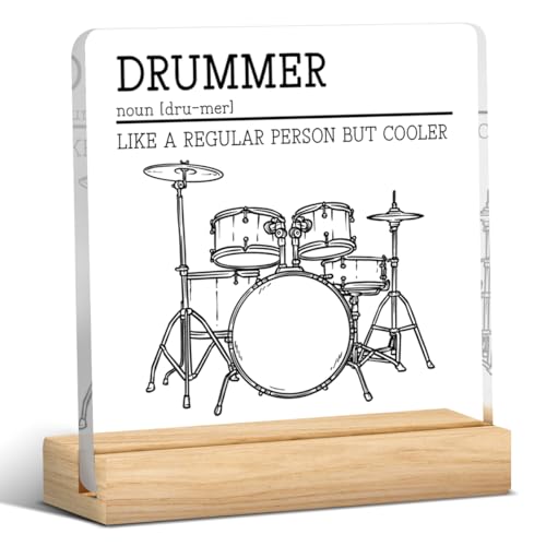 Drummer Gifts for Men Women Best Gifts for Drummers Drum Teacher Funny Drum Decor for Drum Room Music Room Studio Acrylic Sign Birthday Gifts for Drummers Men Drum Lover 4 x 4 inches