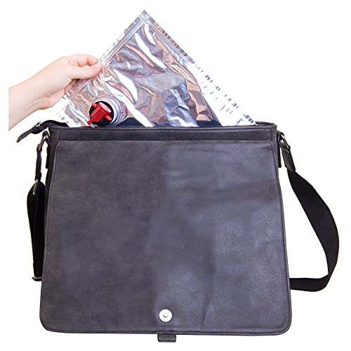 Portovino Wine Messenger Bag - Vegan Leather Wine Bag With Hidden Insulated Compartment And Dispenser That Holds And Pours 2 Bottles Of Wine Perfect For Traveling, Concerts, Bachelorette Party - Slate #TOP3