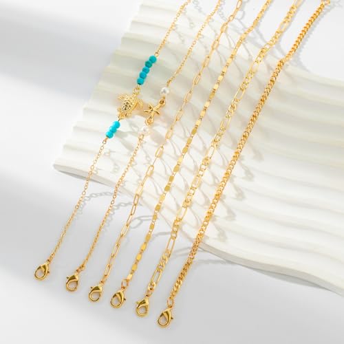 Starain 12-Piece Dainty Anklet Set for Women - Adjustable Gold and Silver Foot Chains with Beach-Inspired Designs - Image 6