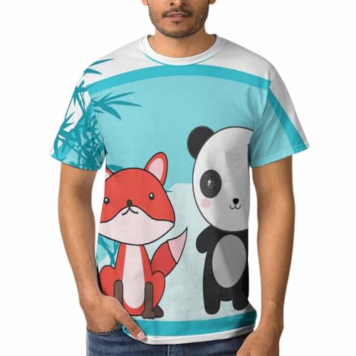 T-shirt homme col rond Renard et Panda idéal pour vos sorties décontractées et week-ends