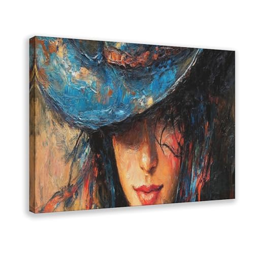 Décoration Murale Salon Toile Cowgirl Occidentale - Grand Tableau Chambre