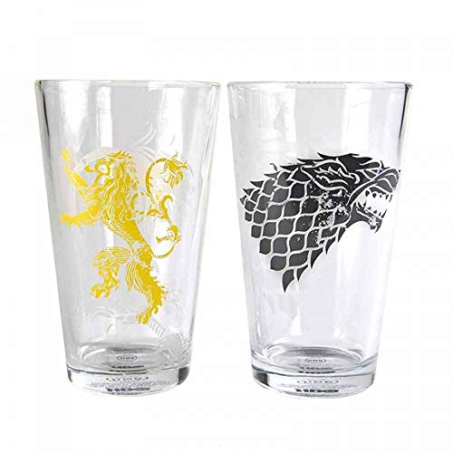 Game Of Thrones Tronos Vasos Grandes (Juego de 2) -Stark and ​​Lannister, 450ml, 2