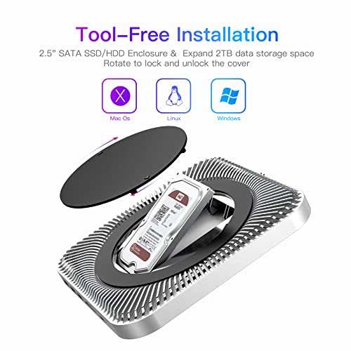 RayCue Mac Mini Hub & Type-C Stand with SSD Enclosure, Mac Mini M1/M2 Stand with 2.5" SATA SSD, USB-C Data Port - Image 2