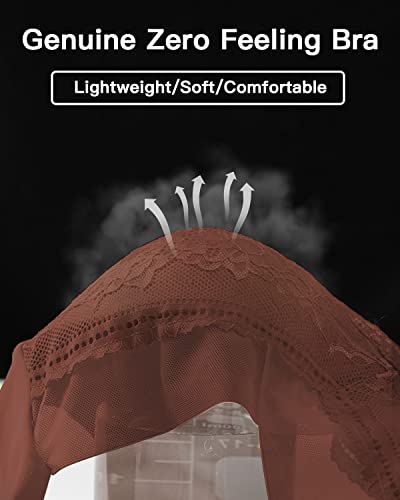 Image of WOWENY Seamless Lace Bras for Women Wirefree Comfortable Mesh Padded Soft Back Smoothing Bra
