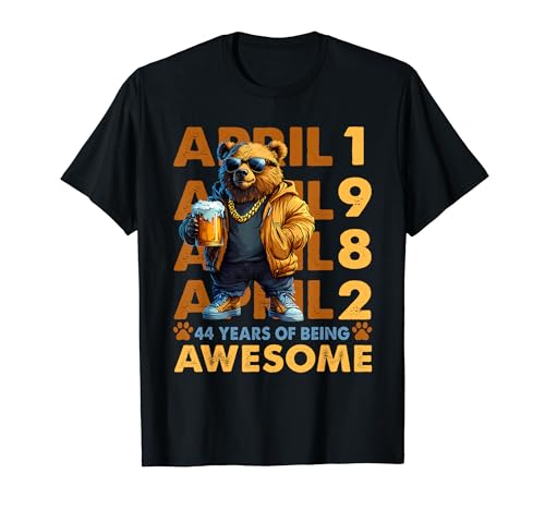 44th Birthday Bear Beer April 1982 Vintage 44 Years Old T�V���c