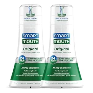 SmartMouth Original Activated Mouthwash – Adult Mouthwash for Fresh Breath – Oral Rinse for 24-Hour Bad Breath Relief with Twice Daily Use – Fresh Mint Flavor, 16 fl oz (2 Pack)