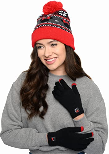 Disney Minnie Mouse Womens Knit Beanie Hat And Texting Glove Set (Red) #TOP1