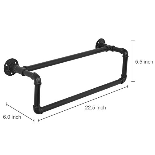 Mygift Industrial Metal Matte Black Towel Bar With Realistic Pipe Design, 2 Tier Wall Mount Bathroom Fixtures Bath Towel Rack #TOP4