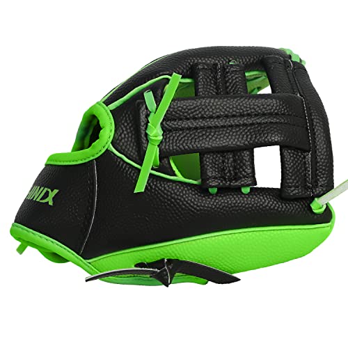 Phinix Baseball Glove Tee Ball Mitts For Kids Play & Training (8 1/2", Green-Right Hand Throw) #TOP3