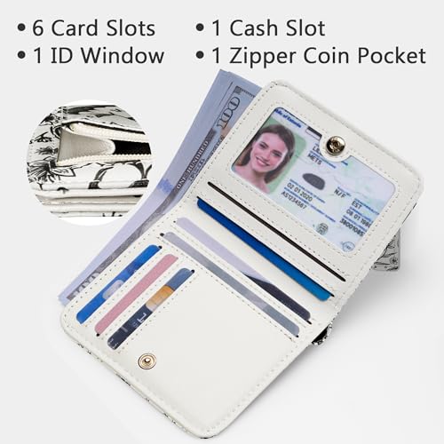 Image of Gostwo Small Wallet for Women, Slim Bifold Credit Card Holder, Compact RFID Blocking Cash Wallet, Billfolds Thin Leather Zipper Pocket, Mini Wallet Gift for Ladies Teen Girls Travel with ID Window