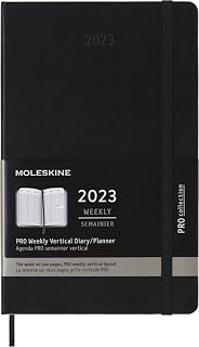 Moleskine Weekly Professional Planner 2023, 12-Month Weekly Diary with Vertical Layout, Planner with Hourly Breakdown, Hard Cover, Large Size 13 x 21 cm, Colour Black