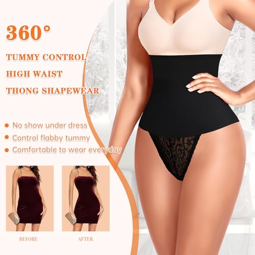 Image of Werena Thong Shapewear for Women Tummy Control Seamless High Waist Body Shaper Underwear Shaping Panties