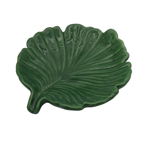 Elegant Bathroom Soap Dish,Ceramic Soap Dish Holder in Palm Leaf Style,Self-Draining Design for Bathroom