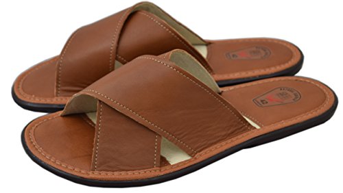 Ciabatte da uomo in pelle naturale con suola molto...