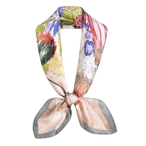 Large Silk Feeling Hair Scarf Bandanas for Women Elegant Silky Satin Neck Scarves 35inches Square Hair Sleeping Wrap