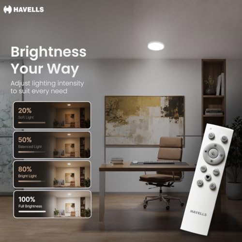 Image of Havells Aurika 18W LED Surface Ceiling Light|Warm White Light|Glare-Free Diffuser for Soft & Uniform Illumination|Easy Surface Mount Design|Long Life LED|Ideal for Bedroom, Living Room, Office