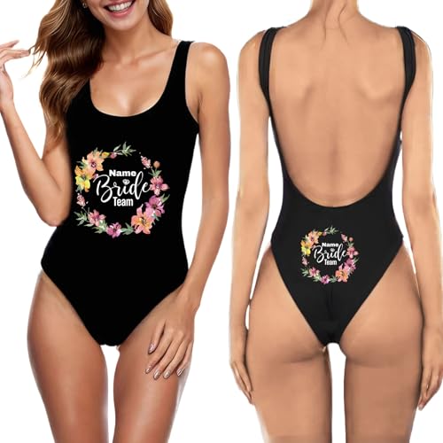 JPHCHSC Personalizado Mujer Traje de baño, Bride Soltera Bañador Bañadores, Equipo de Novia EVJF, Mujer Traje de baño para Novia Traje de baño 120